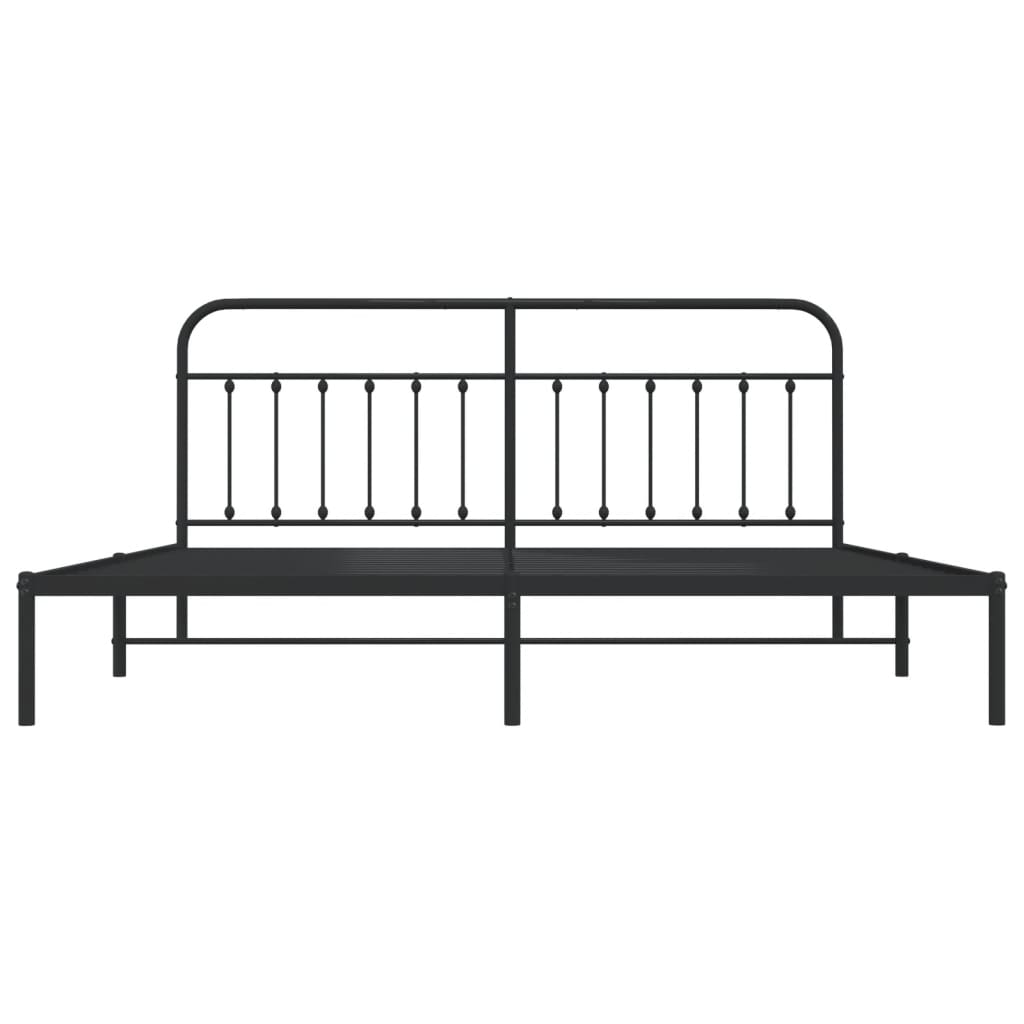 Sengeramme i metall med sengegavl svart 200x200 cm