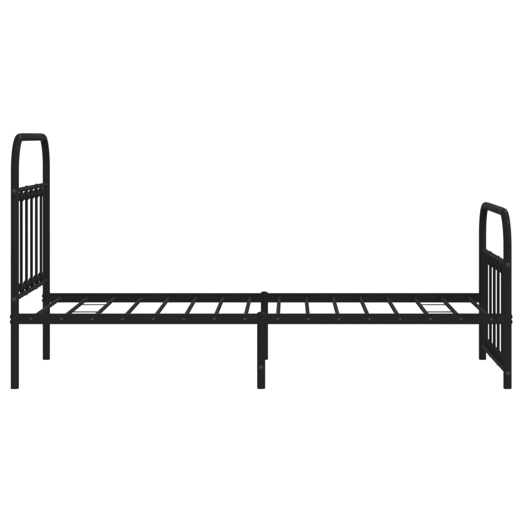 Sengeramme i metall med hode- og fotgavl svart 90x190 cm