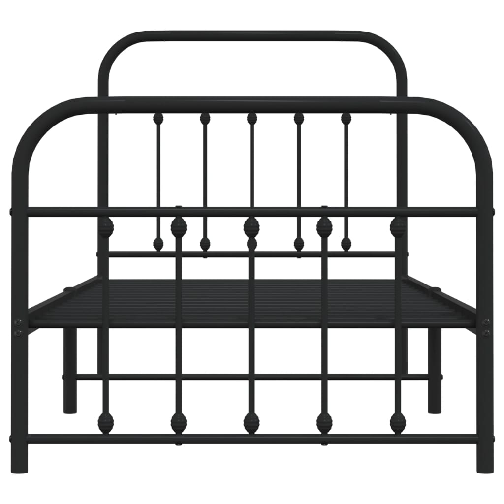 Sengeramme i metall med hode- og fotgavl svart 90x200 cm