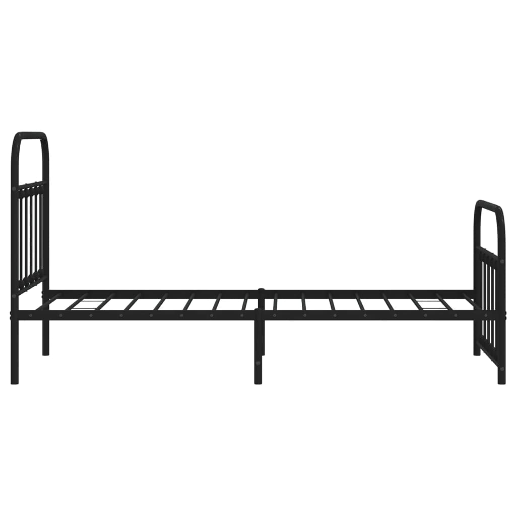 Sengeramme i metall med hode- og fotgavl svart 90x200 cm