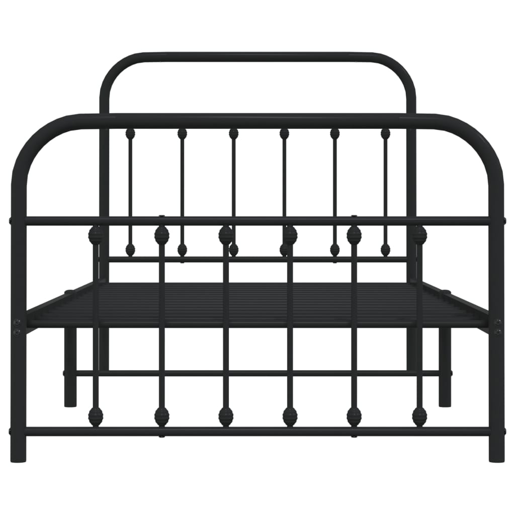 Sengeramme i metall med hode- og fotgavl svart 100x190 cm