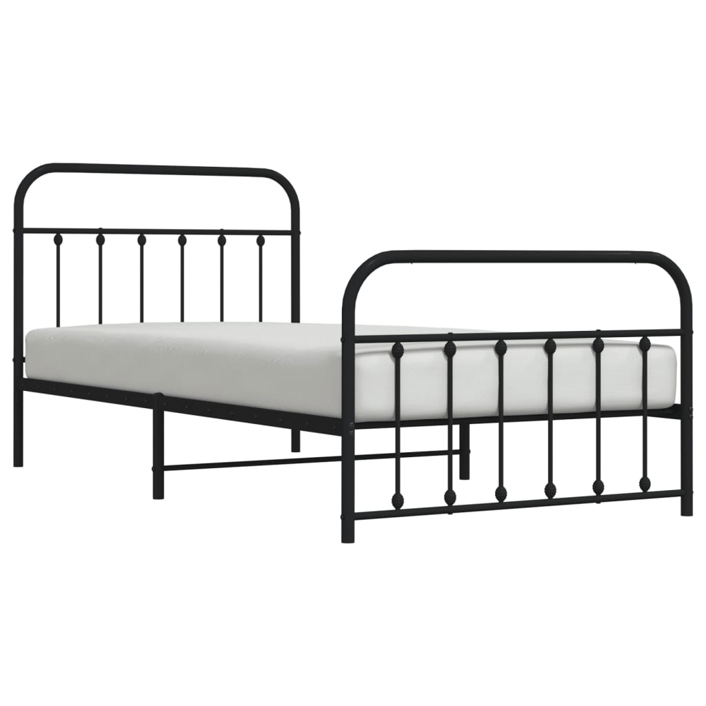Sengeramme i metall med hode- og fotgavl svart 100x200 cm