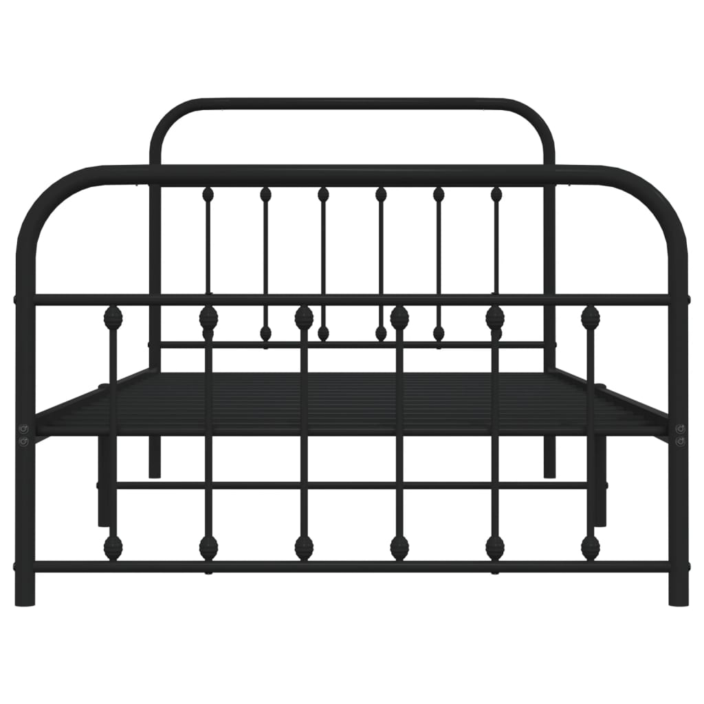 Sengeramme i metall med hode- og fotgavl svart 107x203 cm