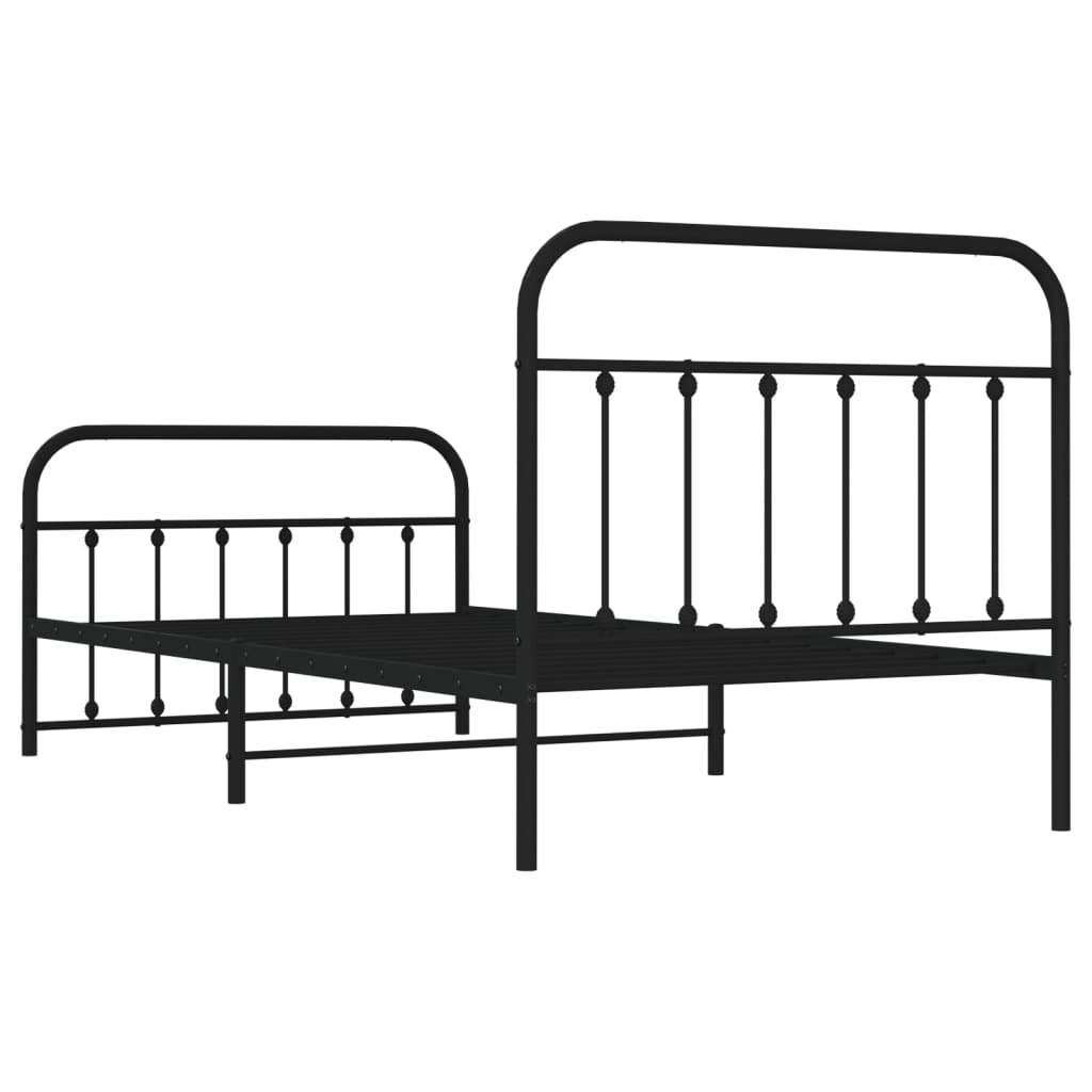 Sengeramme i metall med hode- og fotgavl svart 107x203 cm