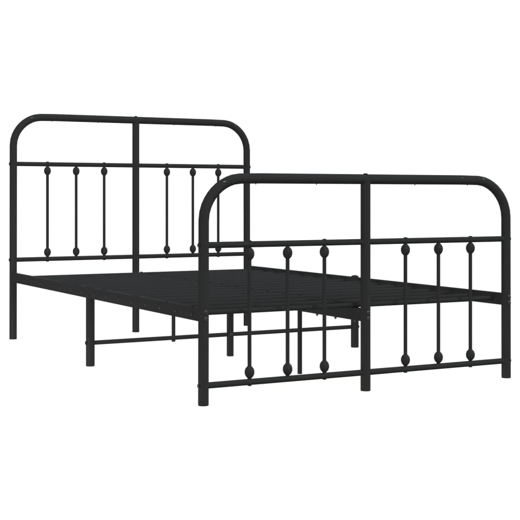 Sengeramme i metall med hode- og fotgavl svart 120x190 cm