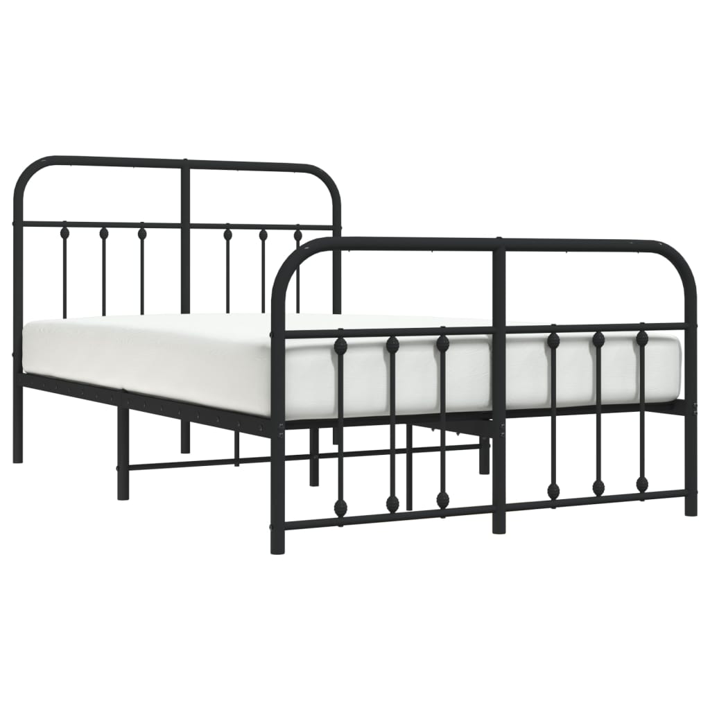 Sengeramme i metall med hode- og fotgavl svart 120x190 cm