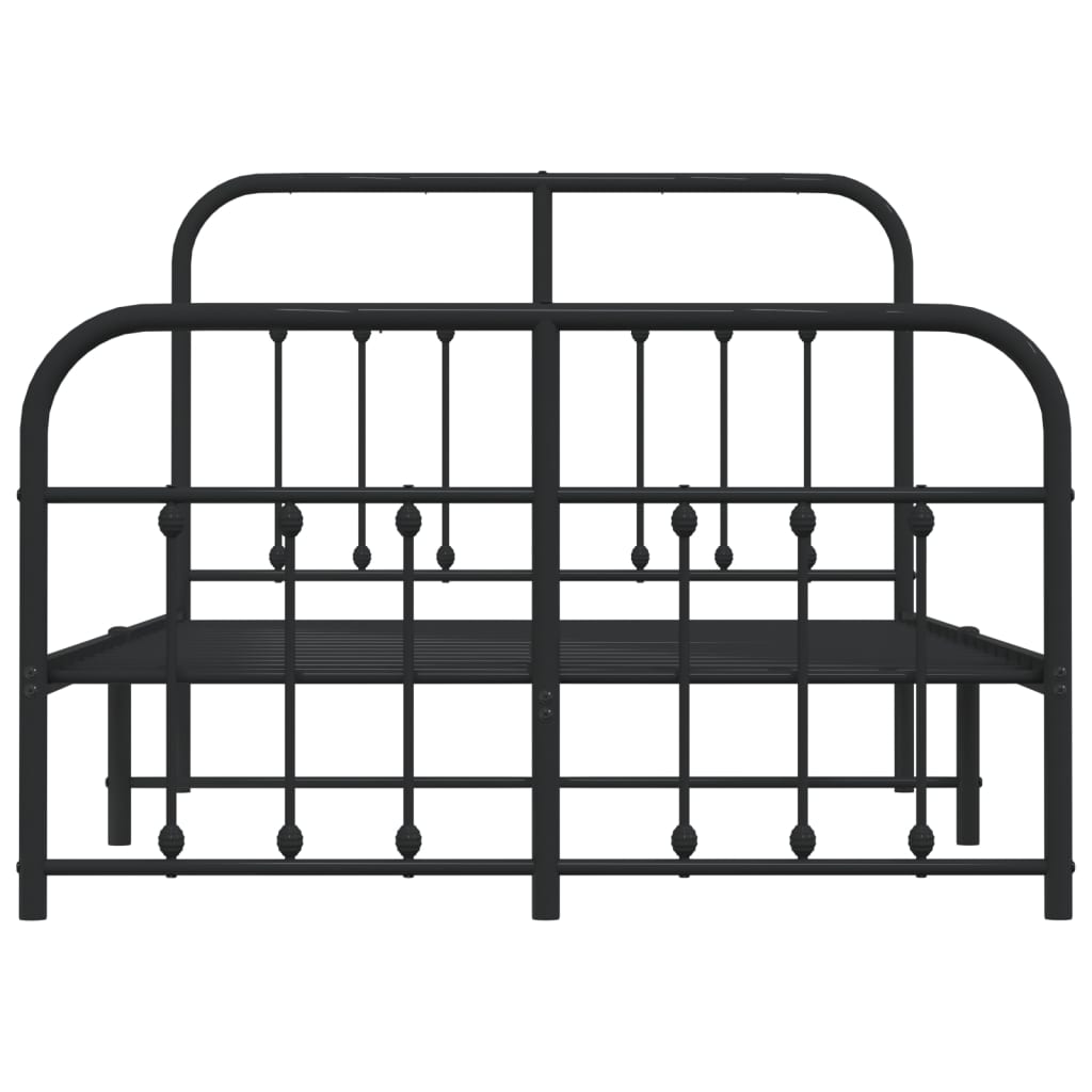 Sengeramme i metall med hode- og fotgavl svart 120x190 cm