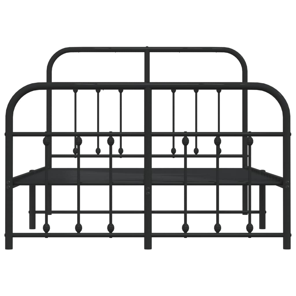 Sengeramme i metall med hode- og fotgavl svart 120x200 cm