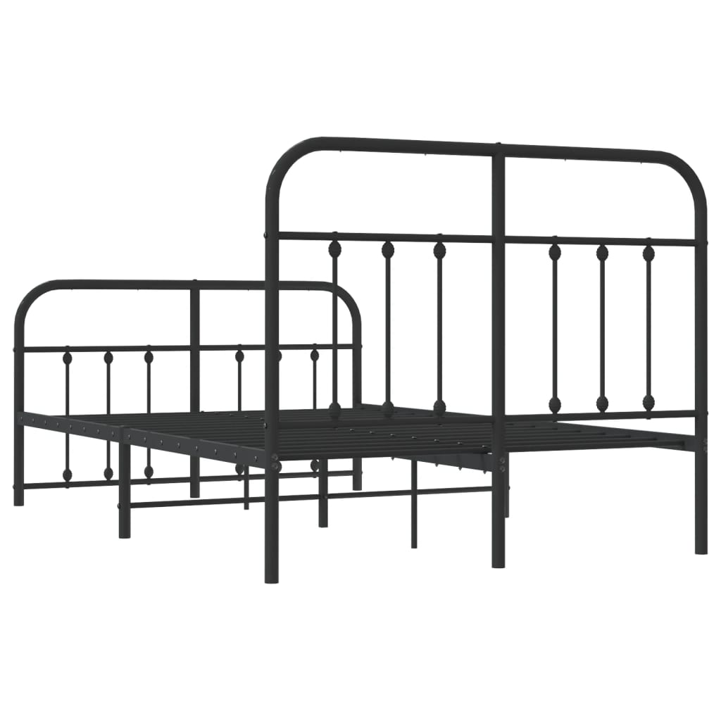 Sengeramme i metall med hode- og fotgavl svart 120x200 cm