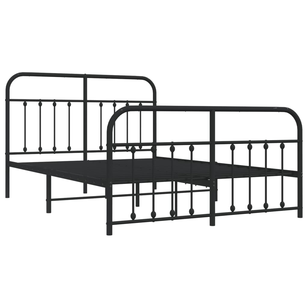 Sengeramme i metall med hode- og fotgavl svart 140x190 cm
