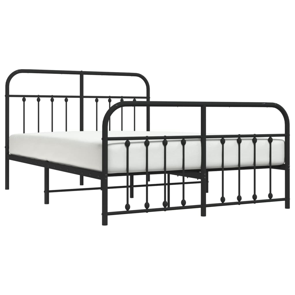 Sengeramme i metall med hode- og fotgavl svart 140x190 cm