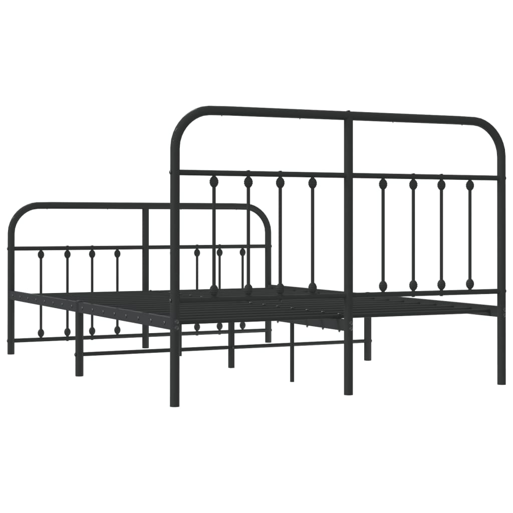 Sengeramme i metall med hode- og fotgavl svart 140x190 cm