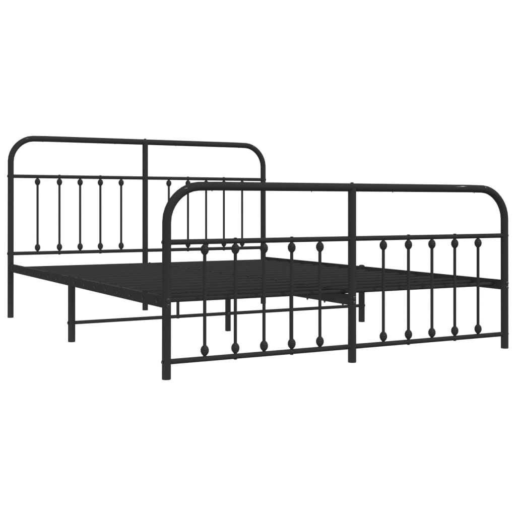 Sengeramme i metall uten madrass med fotgavl svart 180x200 cm