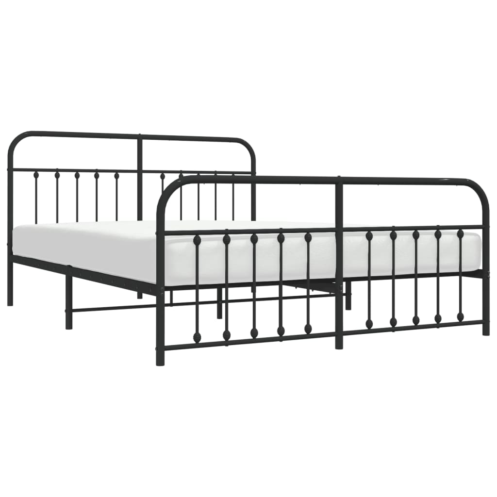 Sengeramme i metall uten madrass med fotgavl svart 180x200 cm
