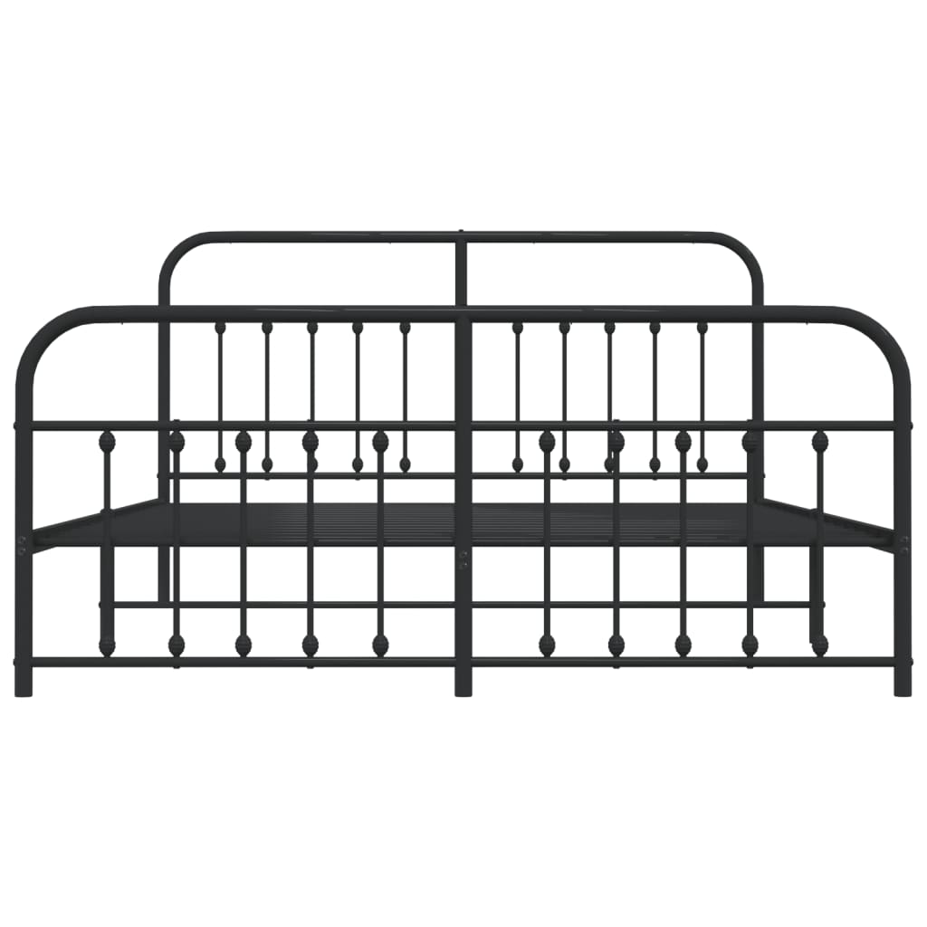 Sengeramme i metall uten madrass med fotgavl svart 180x200 cm