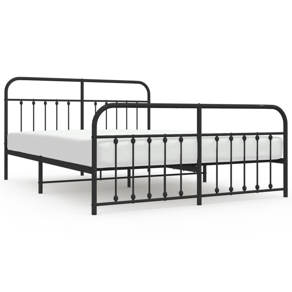 Sengeramme i metall med hode- og fotgavl svart 183x213 cm