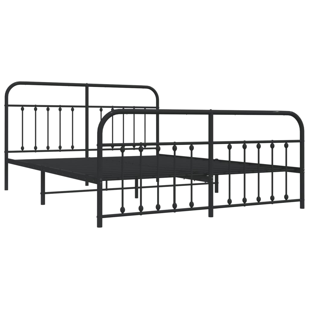 Sengeramme i metall med hode- og fotgavl svart 183x213 cm