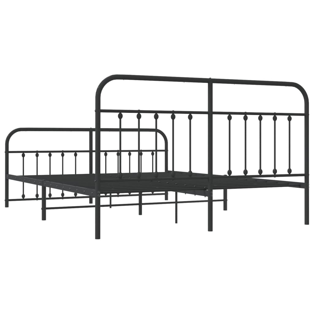 Sengeramme i metall med hode- og fotgavl svart 183x213 cm