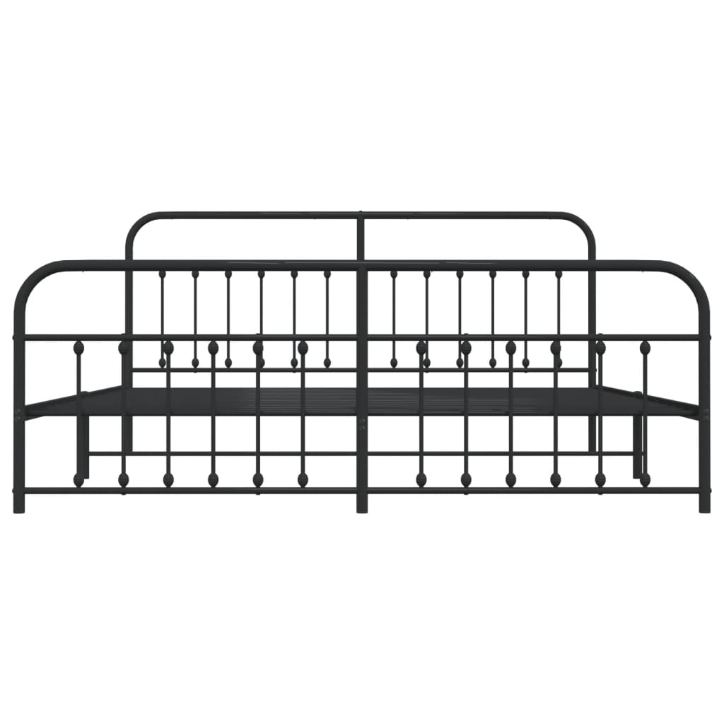 Sengeramme i metall med hode- og fotgavl svart 193x203 cm