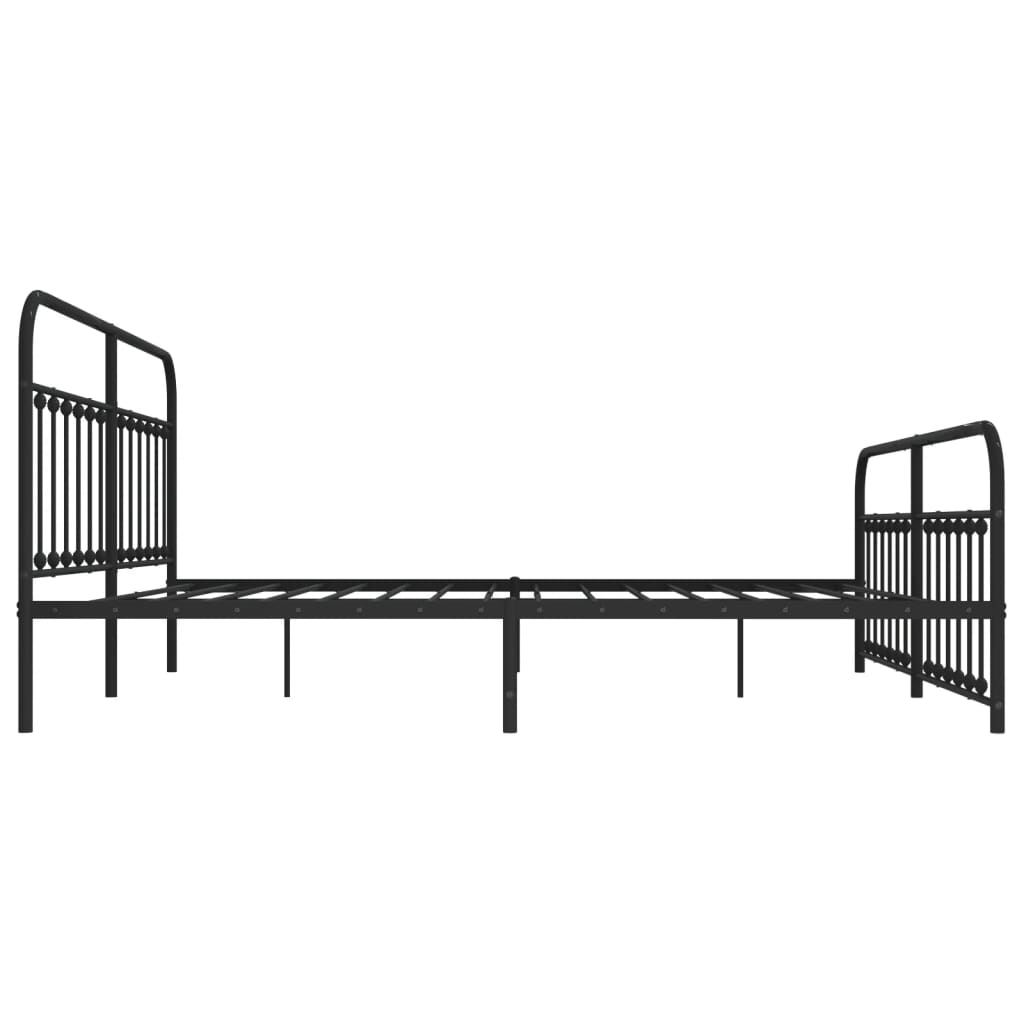Sengeramme i metall med hode- og fotgavl svart 193x203 cm
