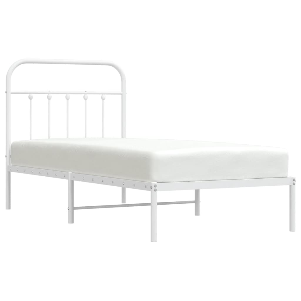 Sengeramme i metall med hodegavl hvit 90x190 cm