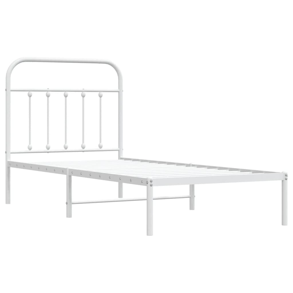 Sengeramme i metall med hodegavl hvit 90x200 cm