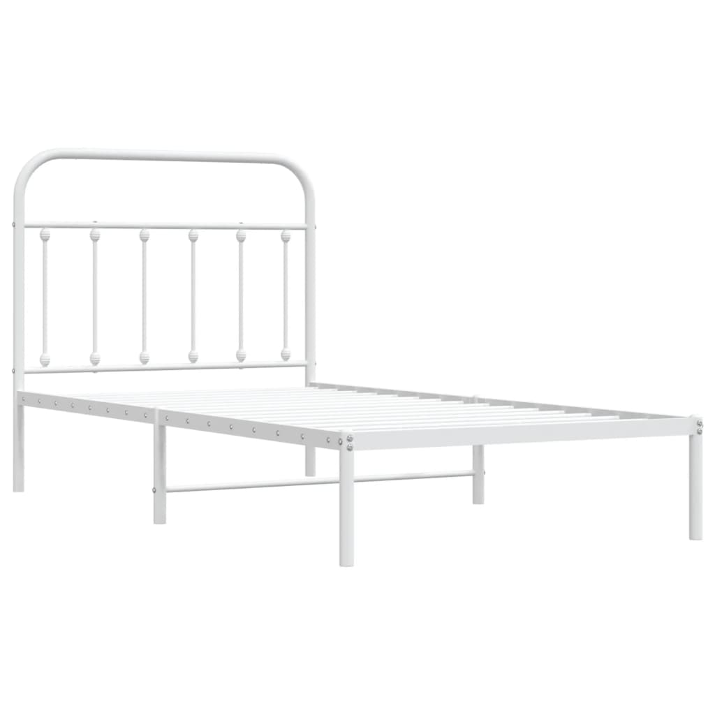 Sengeramme i metall med hodegavl hvit 100x190 cm