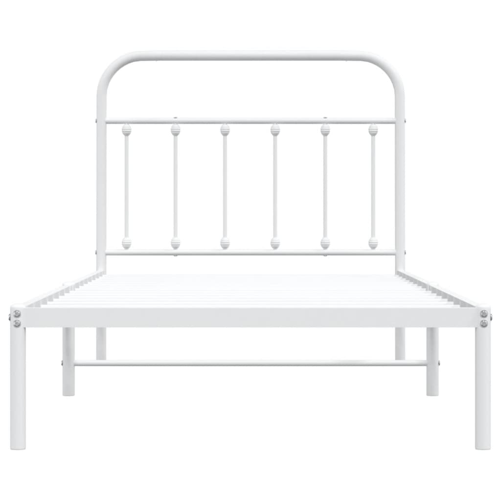 Sengeramme i metall med hodegavl hvit 100x190 cm