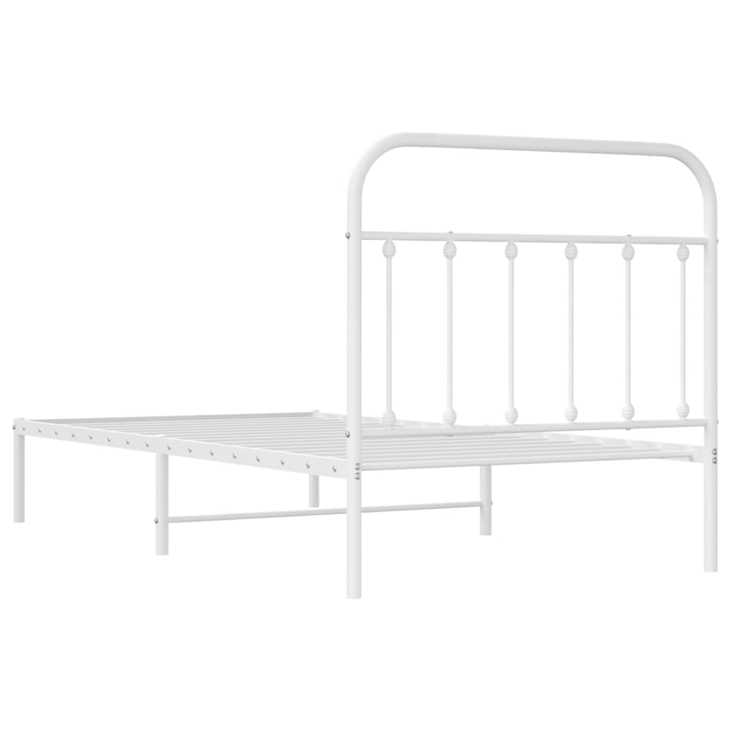 Sengeramme i metall med hodegavl hvit 100x190 cm