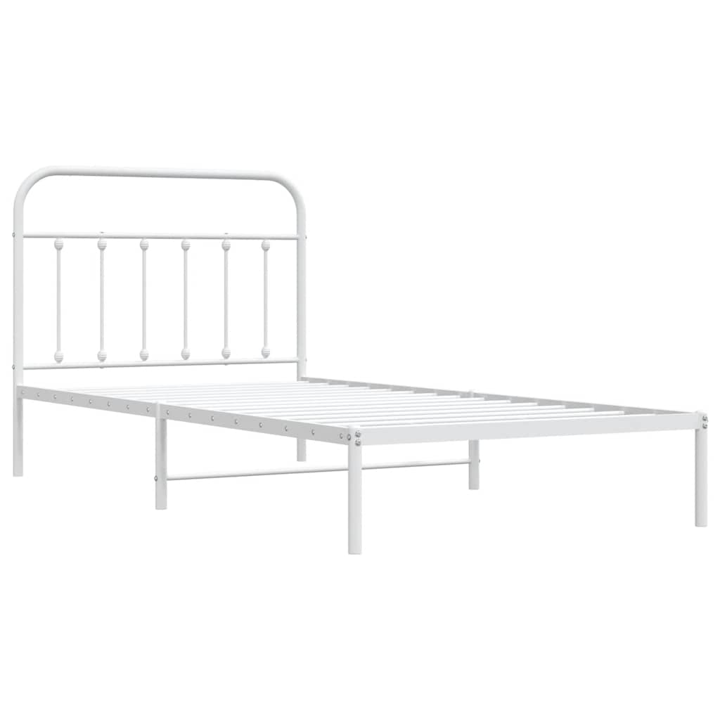 Sengeramme i metall med hodegavl hvit 100x200 cm