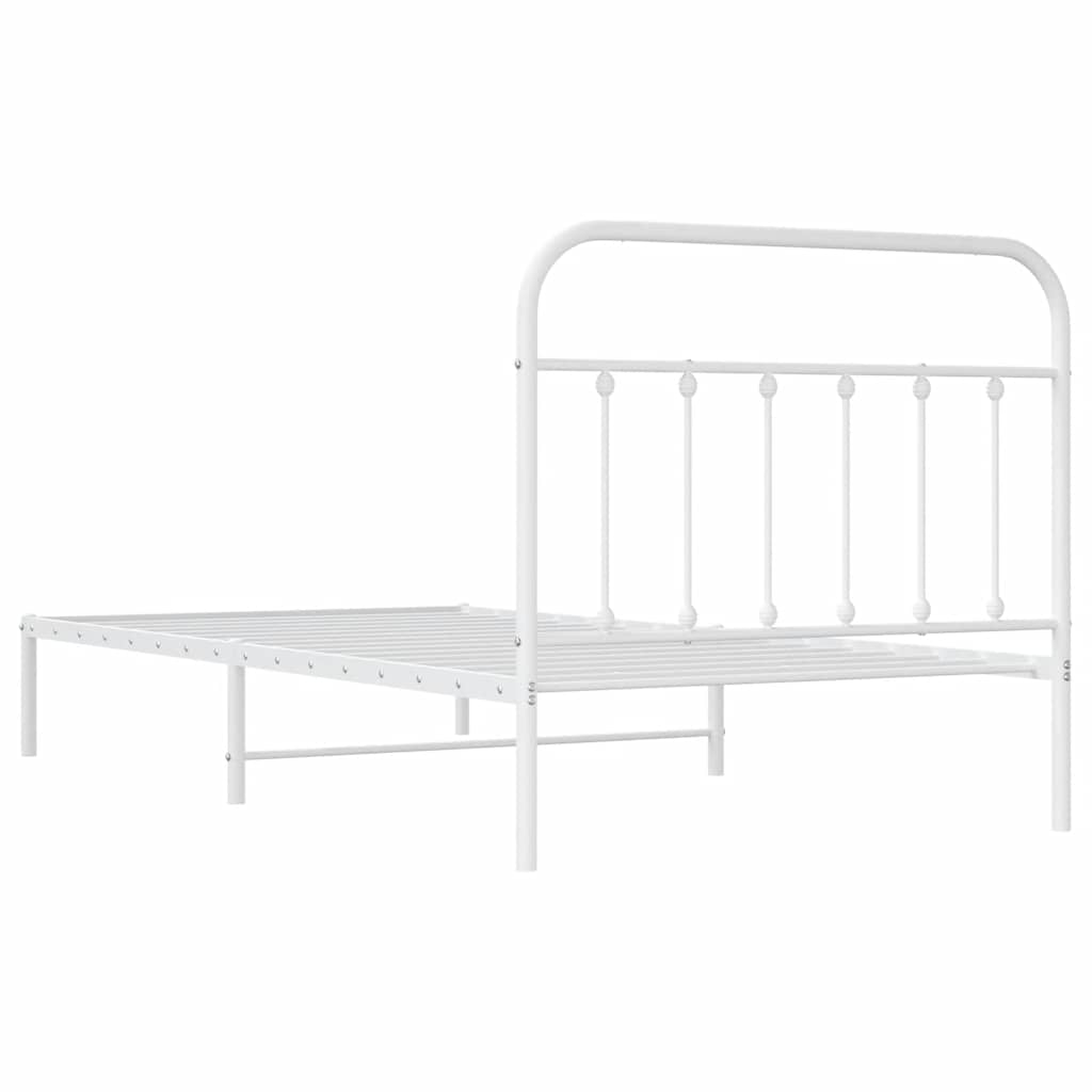 Sengeramme i metall med hodegavl hvit 100x200 cm