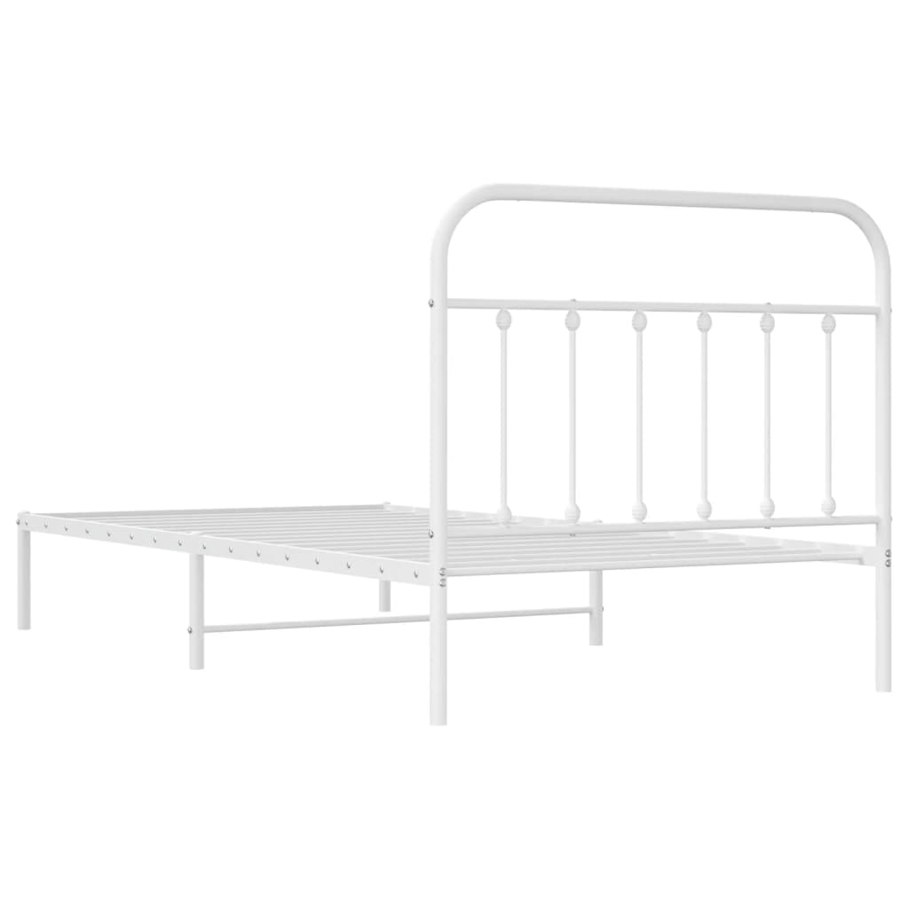 Sengeramme i metall med hodegavl hvit 107x203 cm