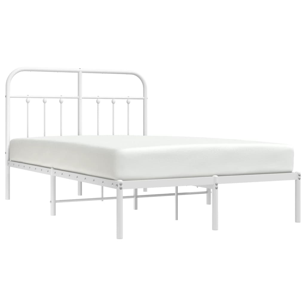 Sengeramme i metall med hodegavl hvit 120x190 cm