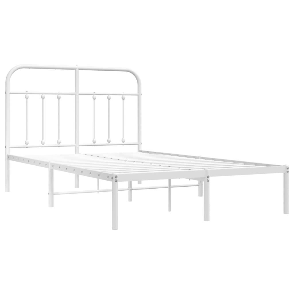 Sengeramme i metall med hodegavl hvit 120x200 cm