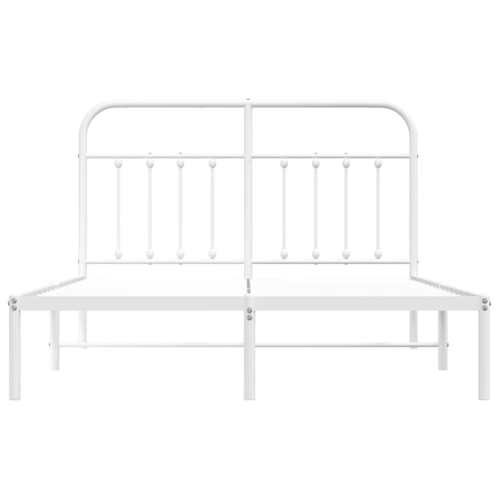 Sengeramme i metall med hodegavl hvit 135x190 cm