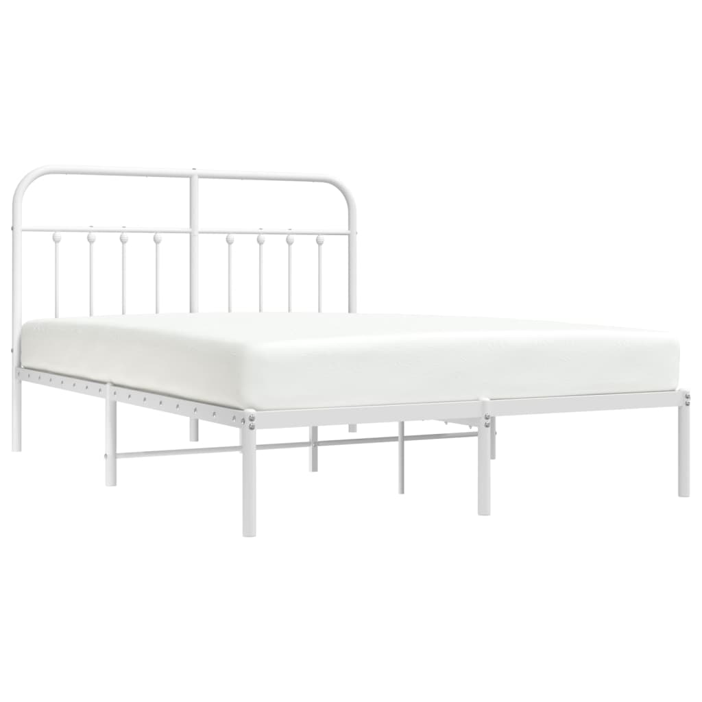 Sengeramme i metall med hodegavl hvit 140x190 cm