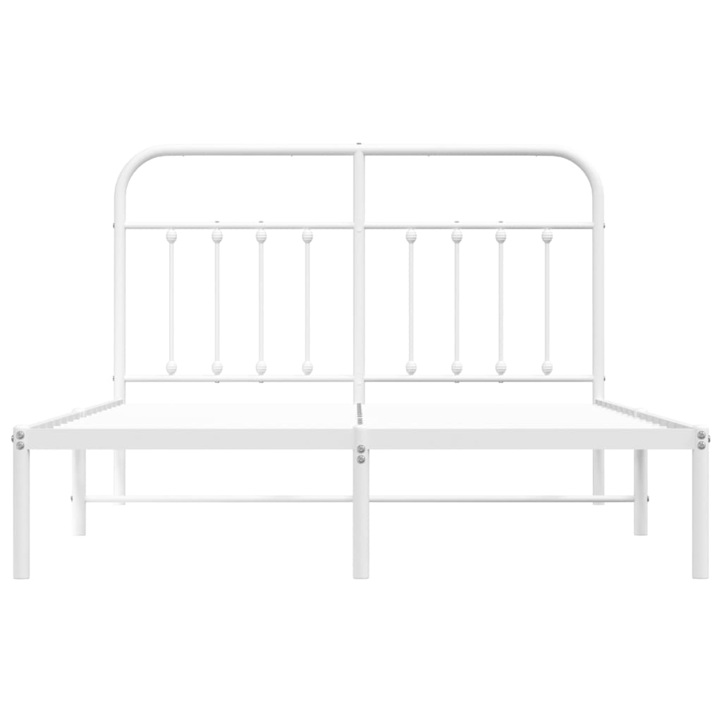 Sengeramme i metall med hodegavl hvit 140x200 cm