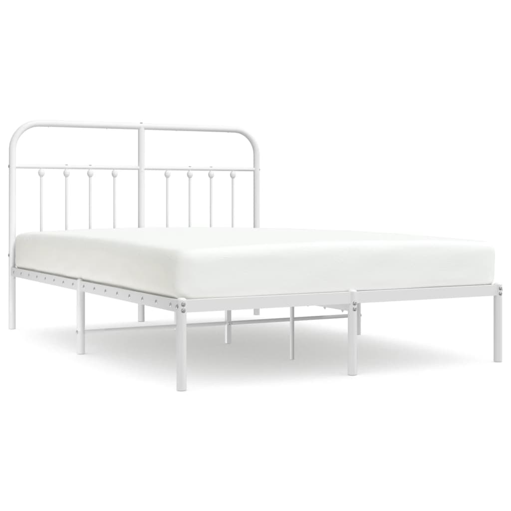 Sengeramme i metall med sengegavl hvit 150x200 cm