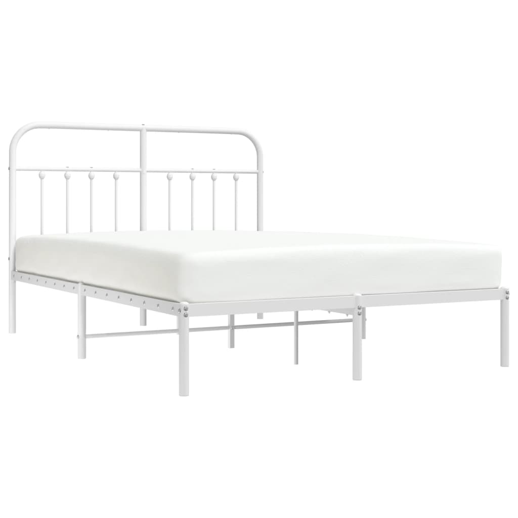 Sengeramme i metall med sengegavl hvit 150x200 cm