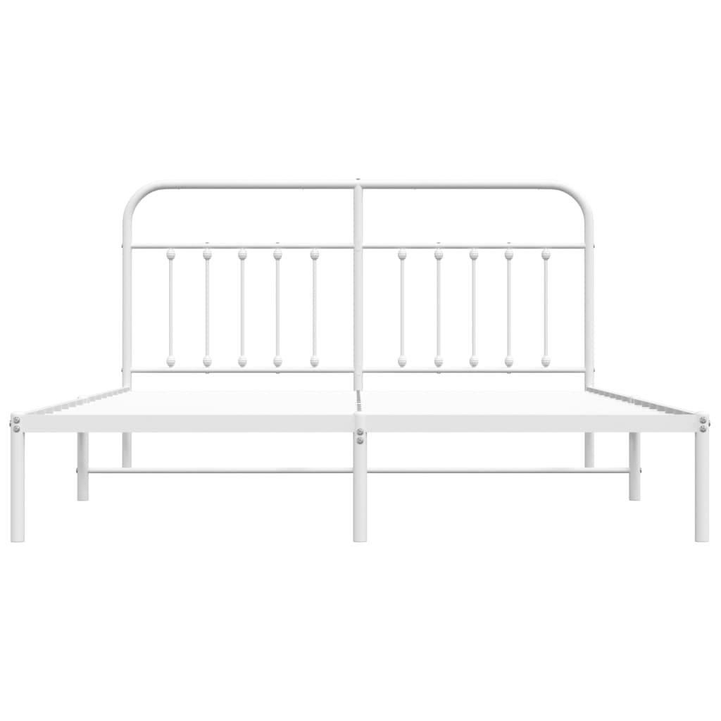 Sengeramme i metall med sengegavl hvit 180x200 cm