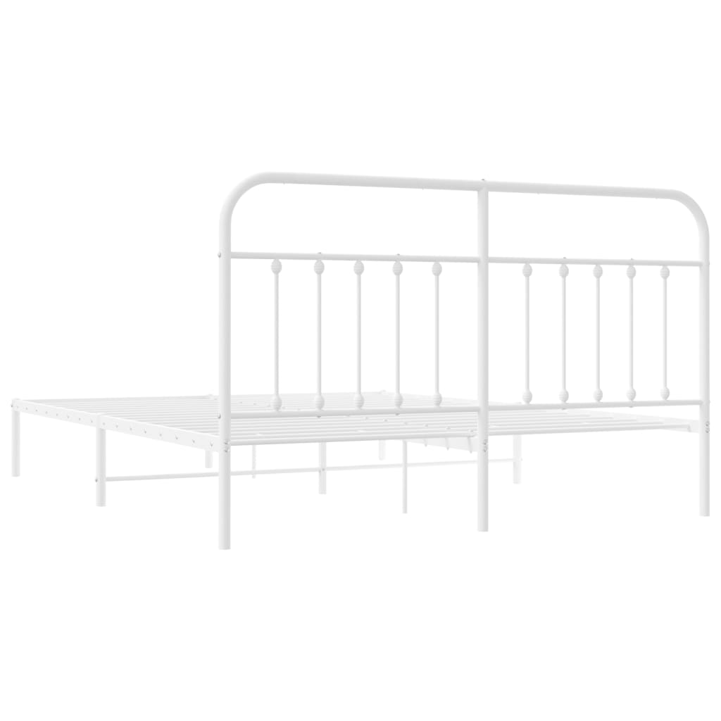 Sengeramme i metall med sengegavl hvit 180x200 cm