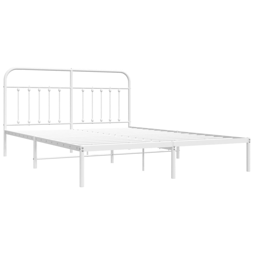 Sengeramme i metall med hodegavl hvit 183x213 cm