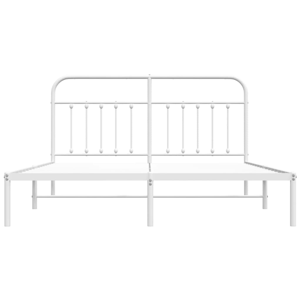 Sengeramme i metall med hodegavl hvit 183x213 cm