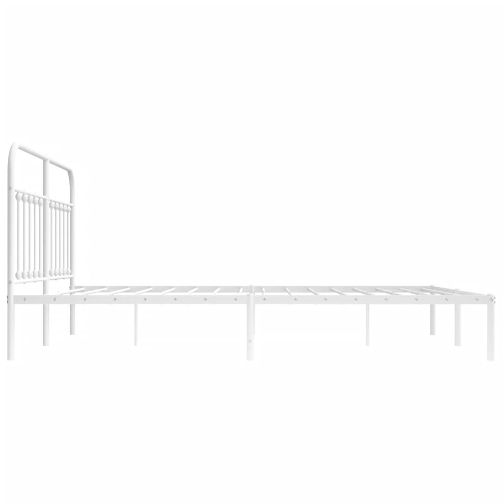 Sengeramme i metall med hodegavl hvit 183x213 cm