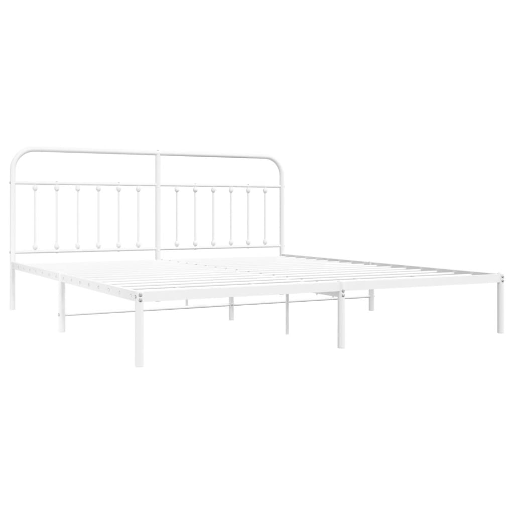 Sengeramme i metall med hodegavl hvit 193x203 cm