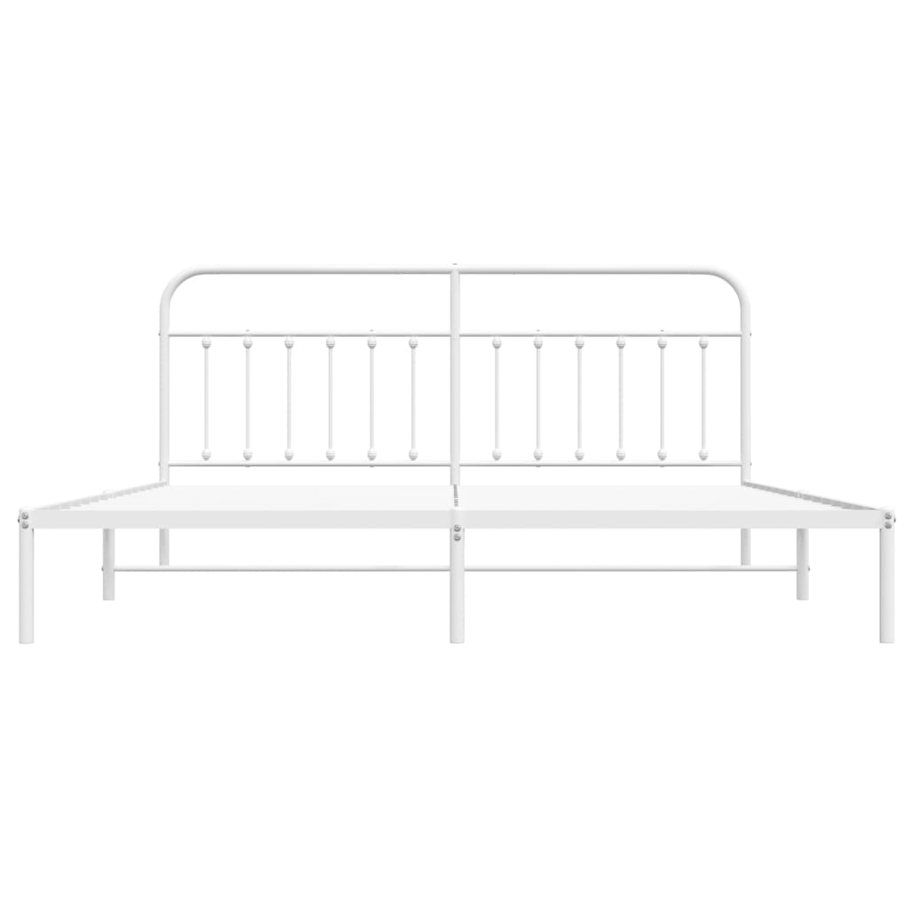 Sengeramme i metall med sengegavl hvit 200x200 cm