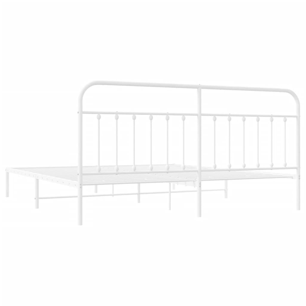 Sengeramme i metall med sengegavl hvit 200x200 cm