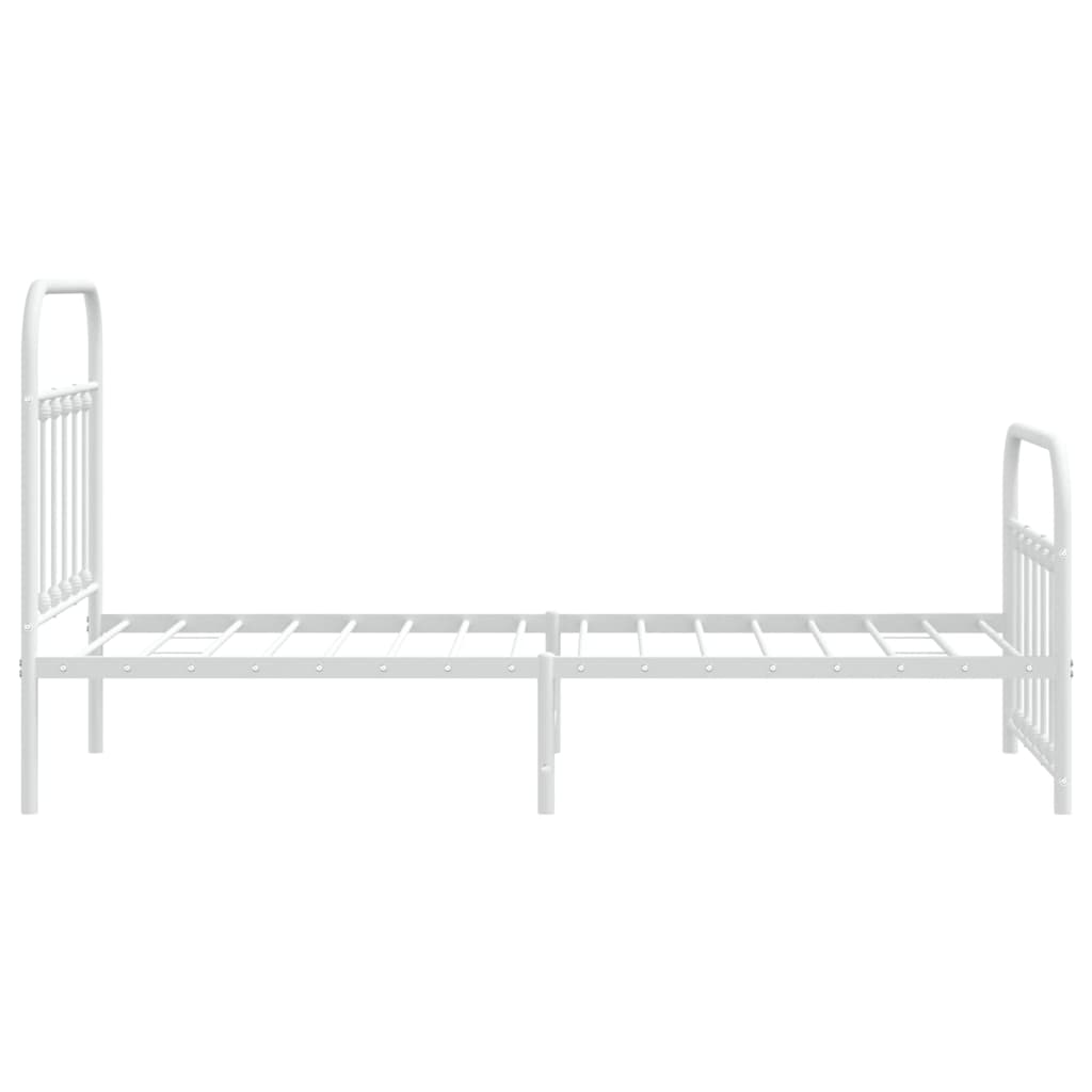 Sengeramme i metall med hode- og fotgavl hvit 90x190 cm