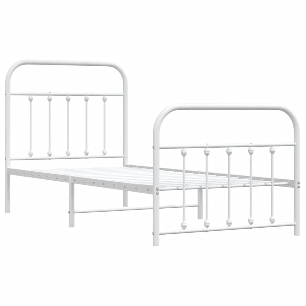 Sengeramme i metall med hode- og fotgavl hvit 90x200 cm