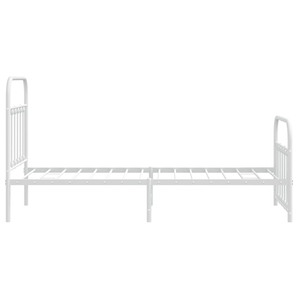 Sengeramme i metall med hode- og fotgavl hvit 90x200 cm